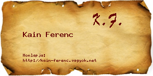 Kain Ferenc névjegykártya