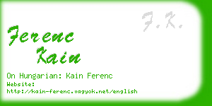 ferenc kain business card